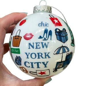 Holiday Lane New York Macy’s Glass Ball I Love NY The Big Apple Ornament